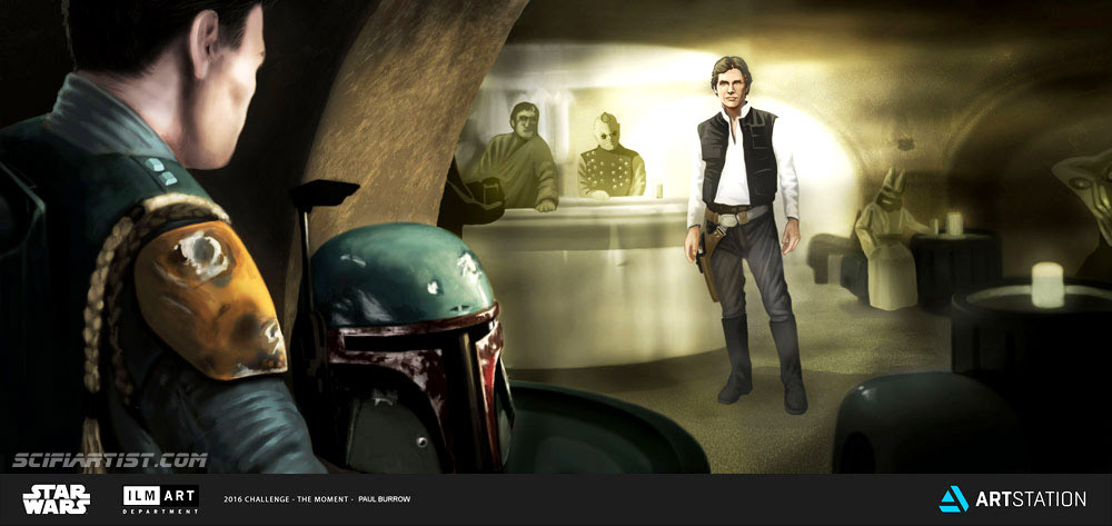 ILM Challenge - The Moment Boba Fett Cantina Confrontation art by Paul Burrow