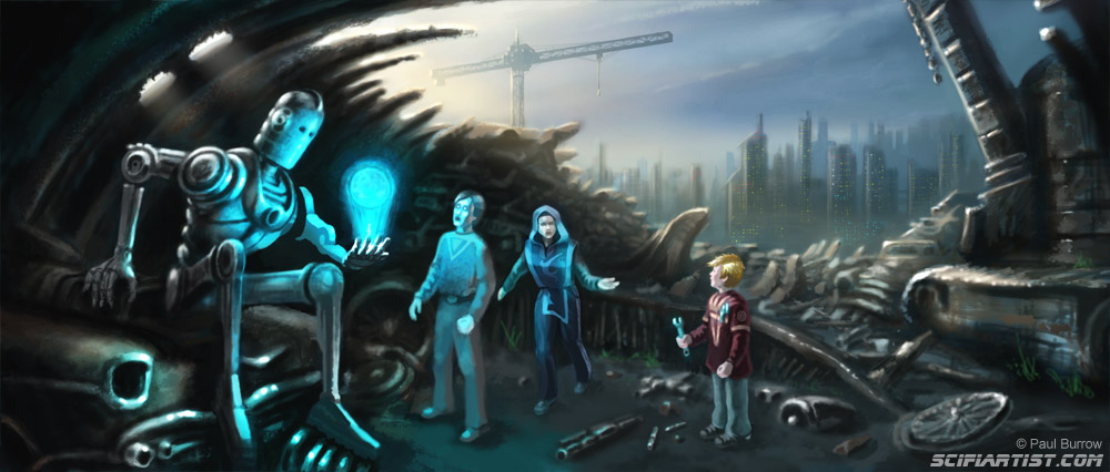Robot Junkyard concept art by Paul Burrow