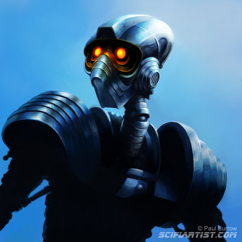 Robot concept art Digital Painting by Paul Burrow