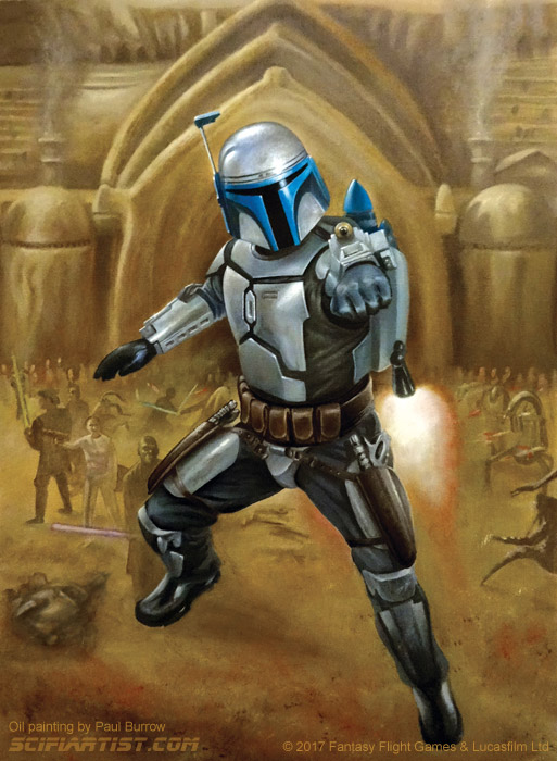 Jango Fett - Aim Oil Painting by Paul Burrow